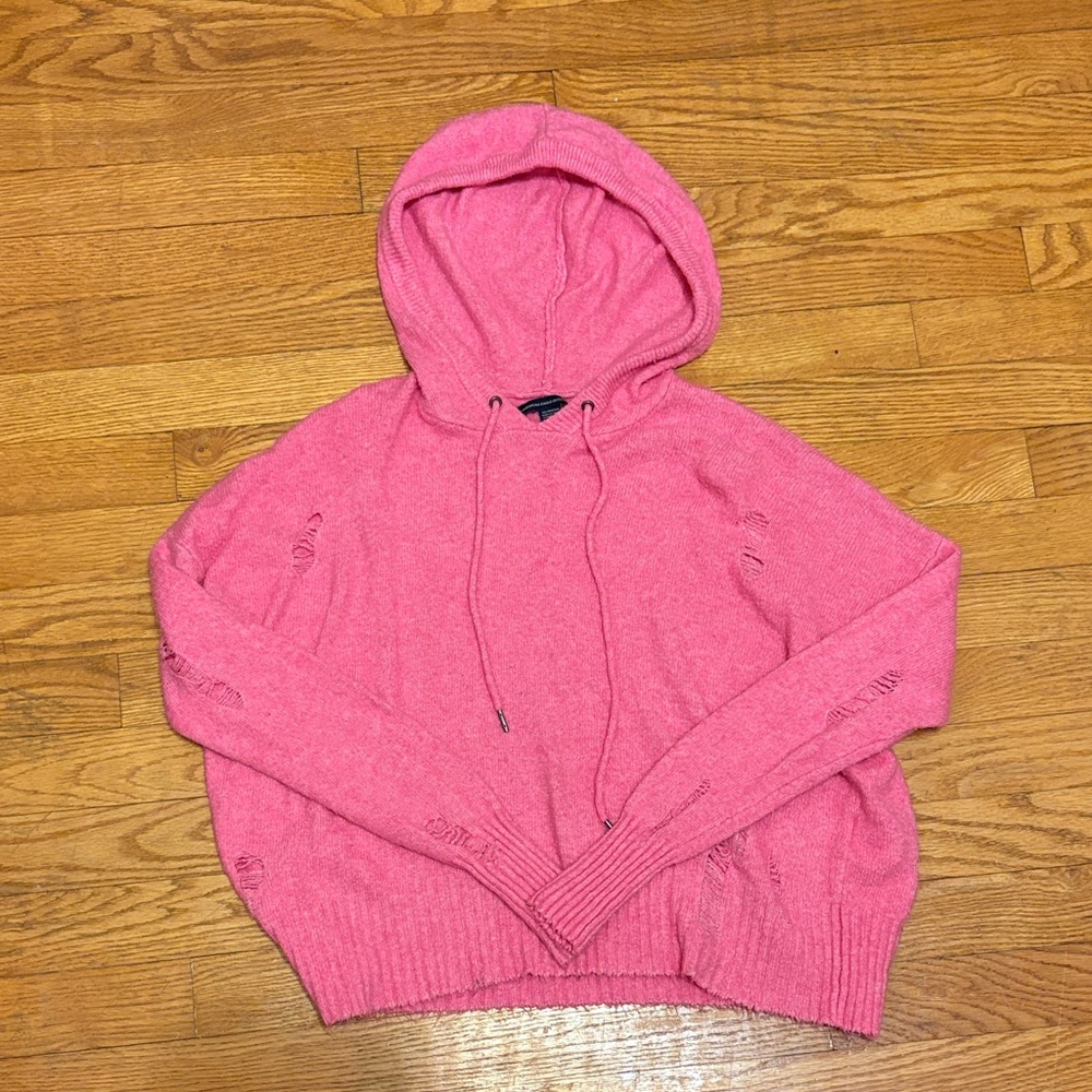 American Eagle Outfitters Pink Distressed Hoodie